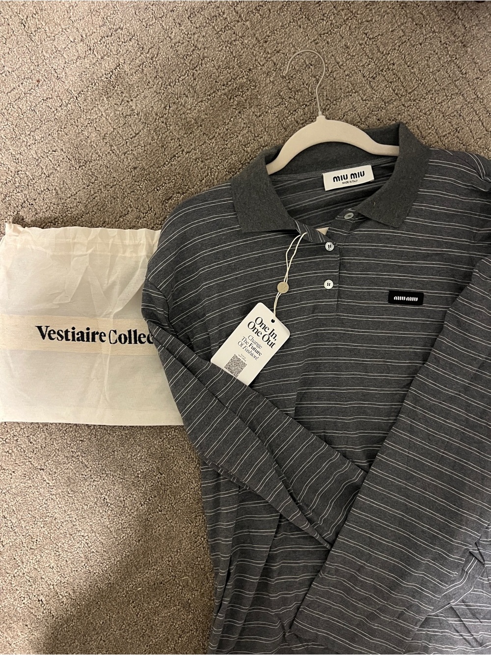 Miu Miu Striped Long-Sleeve Polo